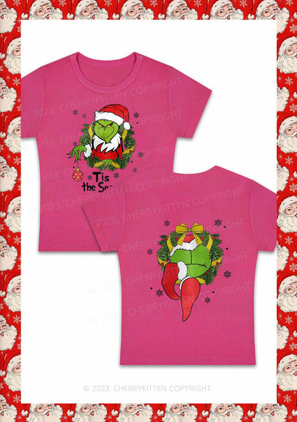 Christmas Tis the Season Two Sides Y2K Baby Tee Cherrykitten