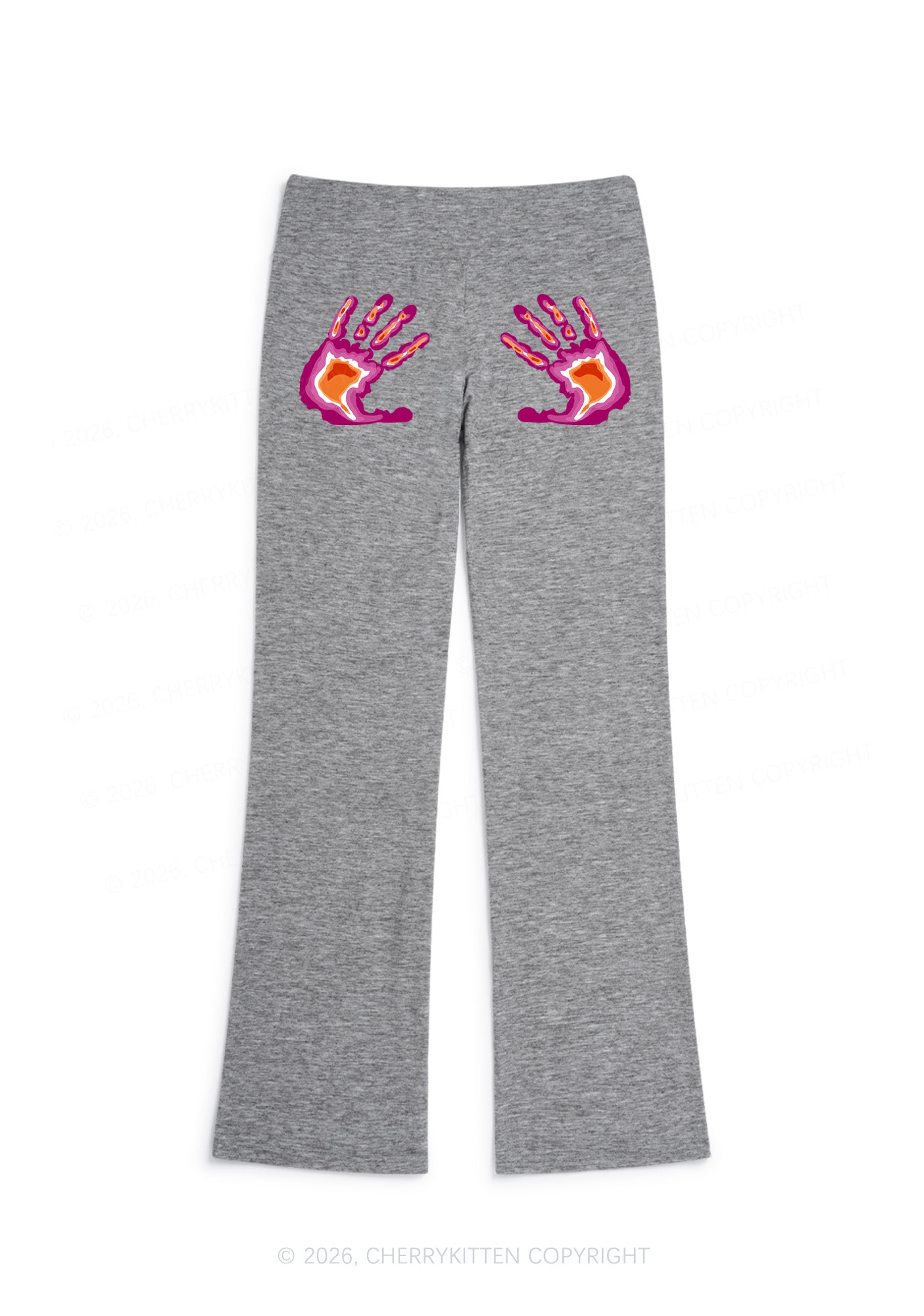 Lesbian Thermal Hands Pride Y2K Low Rise Drawstring Flare Pants Cherrykitten