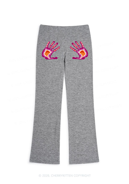 Lesbian Thermal Hands Pride Y2K Low Rise Drawstring Flare Pants Cherrykitten