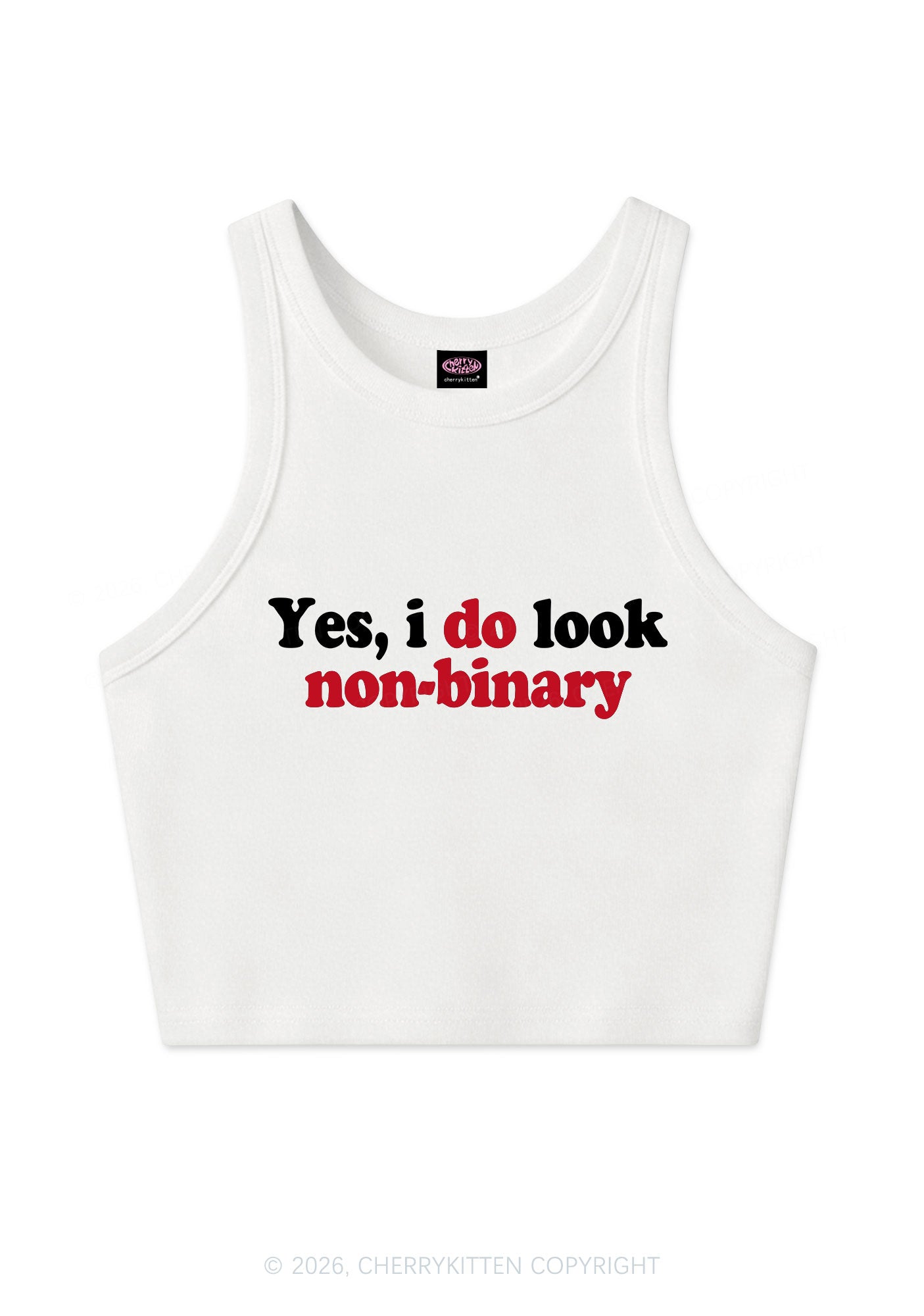 I Do Look Nonbinary Pride Y2K Crop Tank Top Cherrykitten