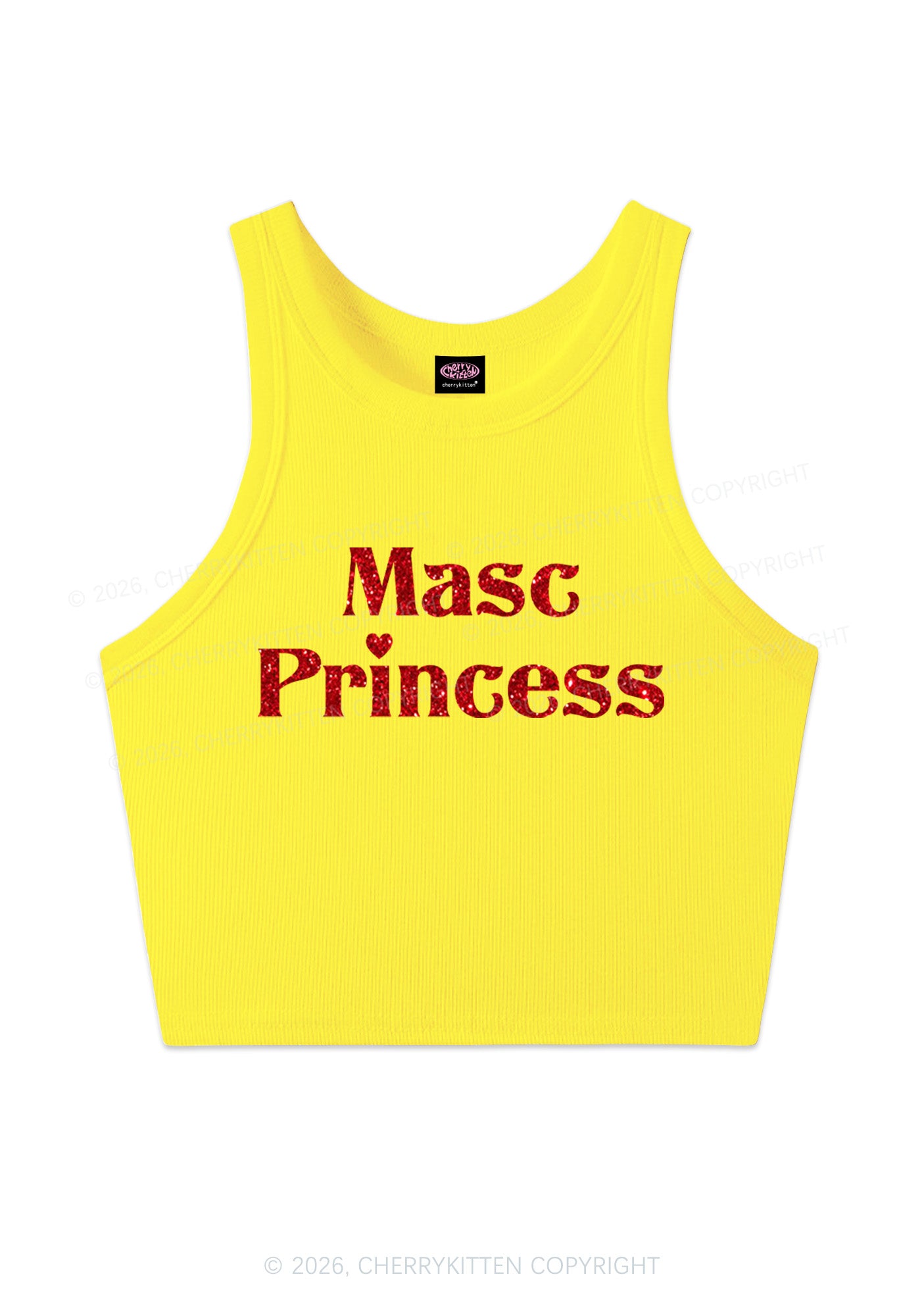 Glitter Masc Princess Pride Y2K Crop Tank Top Cherrykitten