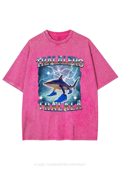 Tralalero Tralala Italian Brainrot Shirt Y2K Shirts Washed Tee Cherrykitten