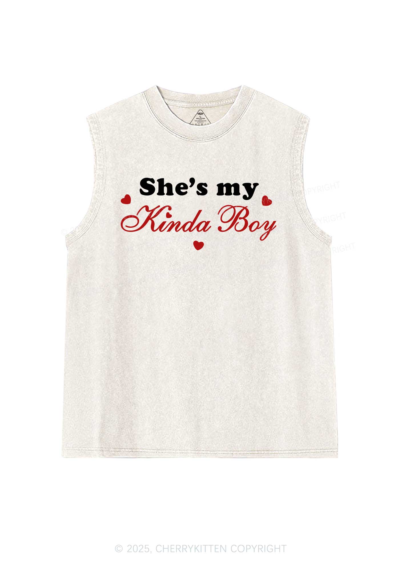 Shes My Kinda Boy Pride Y2K Washed Muscle Tank Cherrykitten