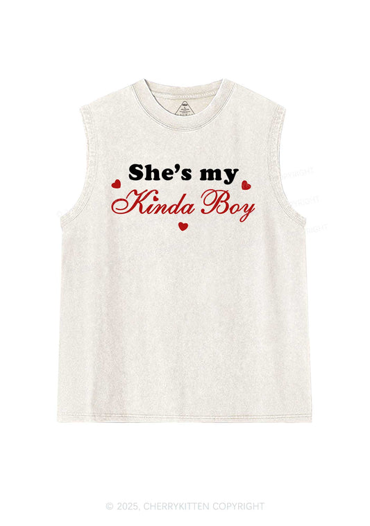 Shes My Kinda Boy Pride Y2K Washed Muscle Tank Cherrykitten