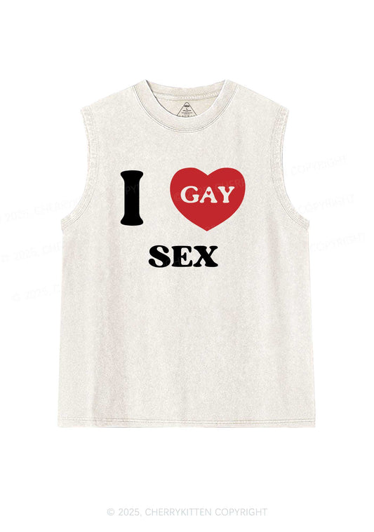 I Love Sx Gay Pride Y2K Washed Muscle Tank Cherrykitten