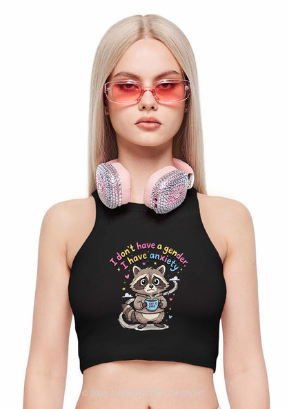 Raccoon I dont Have A Gender Pride Y2K Crop Tank Top Cherrykitten