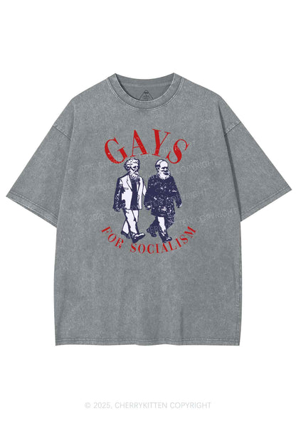 Gays For Socialism Pride Y2K Shirts Washed Tee Cherrykitten