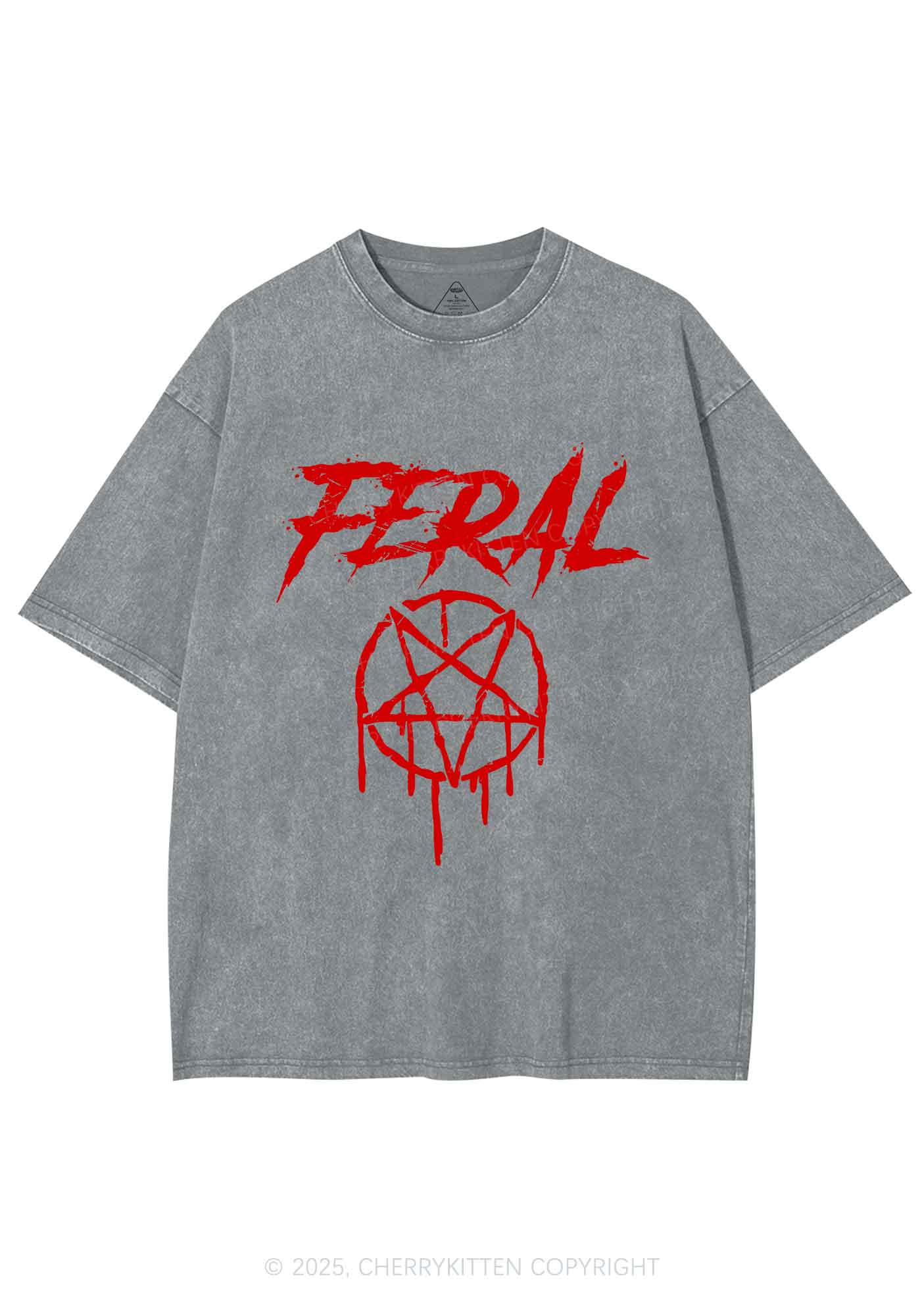 Halloween Feral Y2K Shirts Washed Tee Cherrykitten