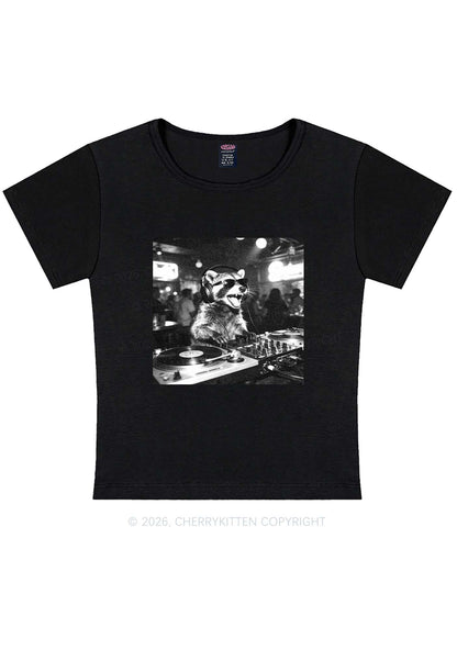 Vintage DJ Raccoon Y2K Baby Tee Cherrykitten