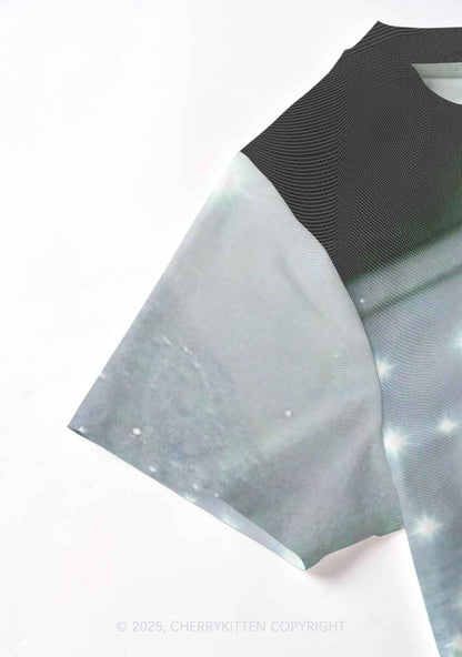 Starry Stream Y2K Mesh Crop Top Cherrykitten