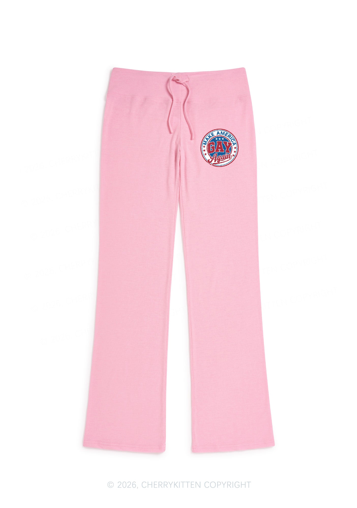 Make America Gay Again Pride Y2K Low Rise Drawstring Flare Pants Cherrykitten