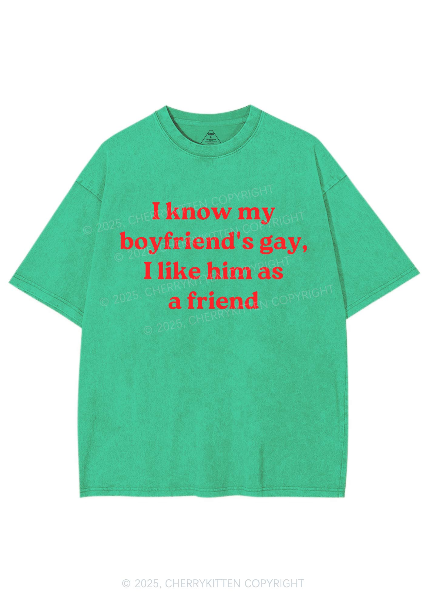 I Know My BF Is Gay Pride Y2K Shirts Washed Tee Cherrykitten
