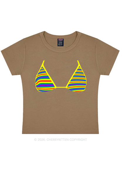 Rainbow Stripe Bra Pride Y2K Baby Tee Cherrykitten