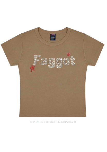 Rhinestone Faggot Pride Y2K Baby Tee Cherrykitten