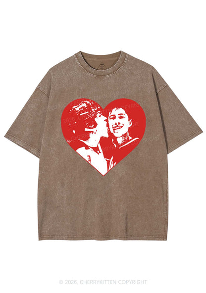 Red Heart Bros HR Y2K Shirts Washed Tee Cherrykitten