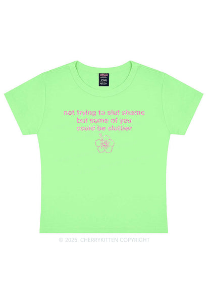 Glitter Not Trying To Slxt Shame Y2K Baby Tee Cherrykitten