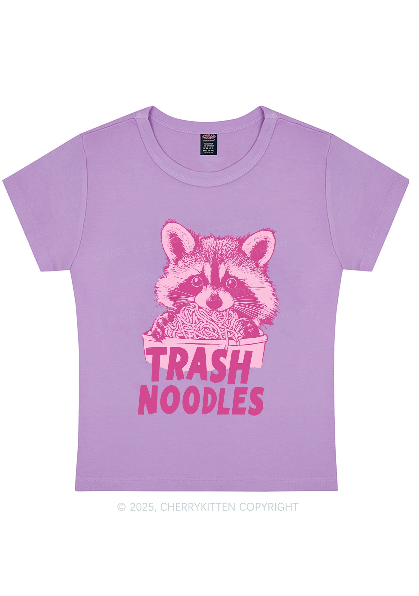 Curvy Raccoon Trash Noodles Y2K Baby Tee Cherrykitten