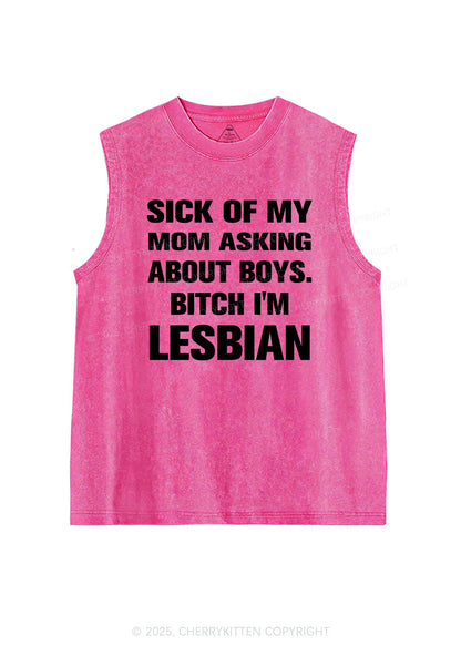 Bxxch Im Lesbian Pride Y2K Washed Muscle Tank Cherrykitten