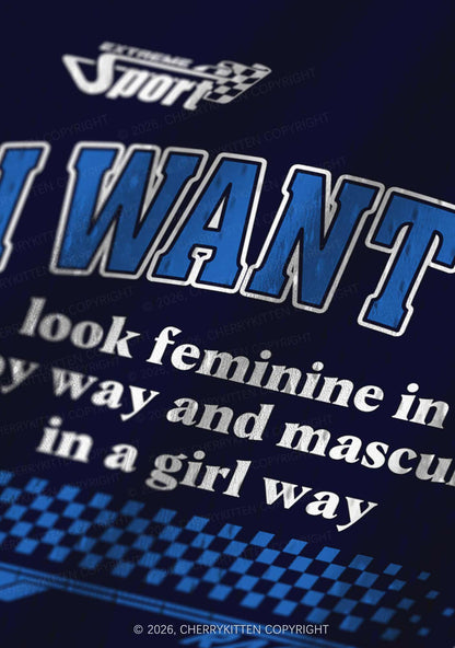 I Want To Feminine Masculine Pride Y2K Sport Jersey Tank Cherrykitten