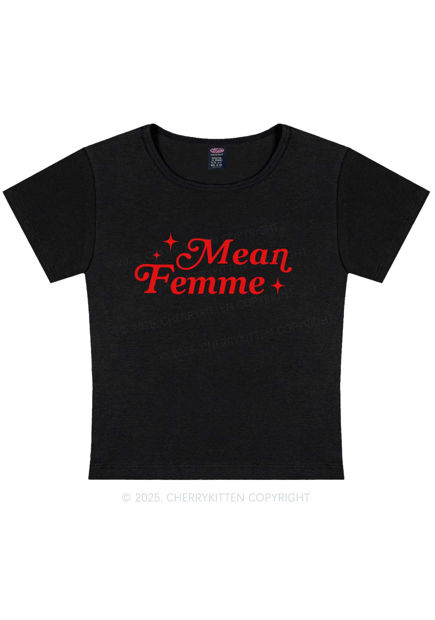 Mean Femme Pride Y2K Baby Tee Cherrykitten