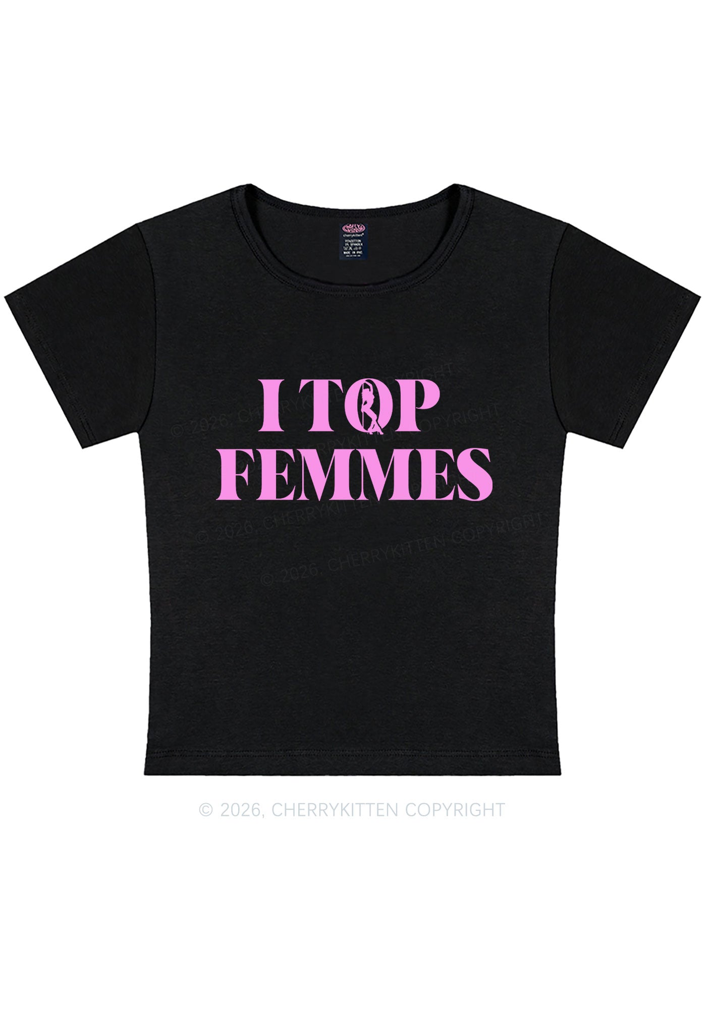 I Top Femmes Pride Y2K Baby Tee Cherrykitten