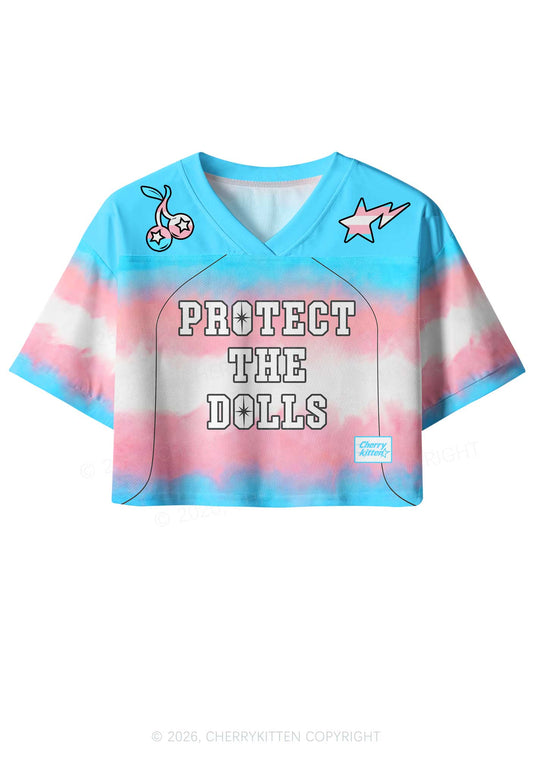 Trans Protect The Dolls Pride Y2K Crop Sport Jersey Shirts Cherrykitten
