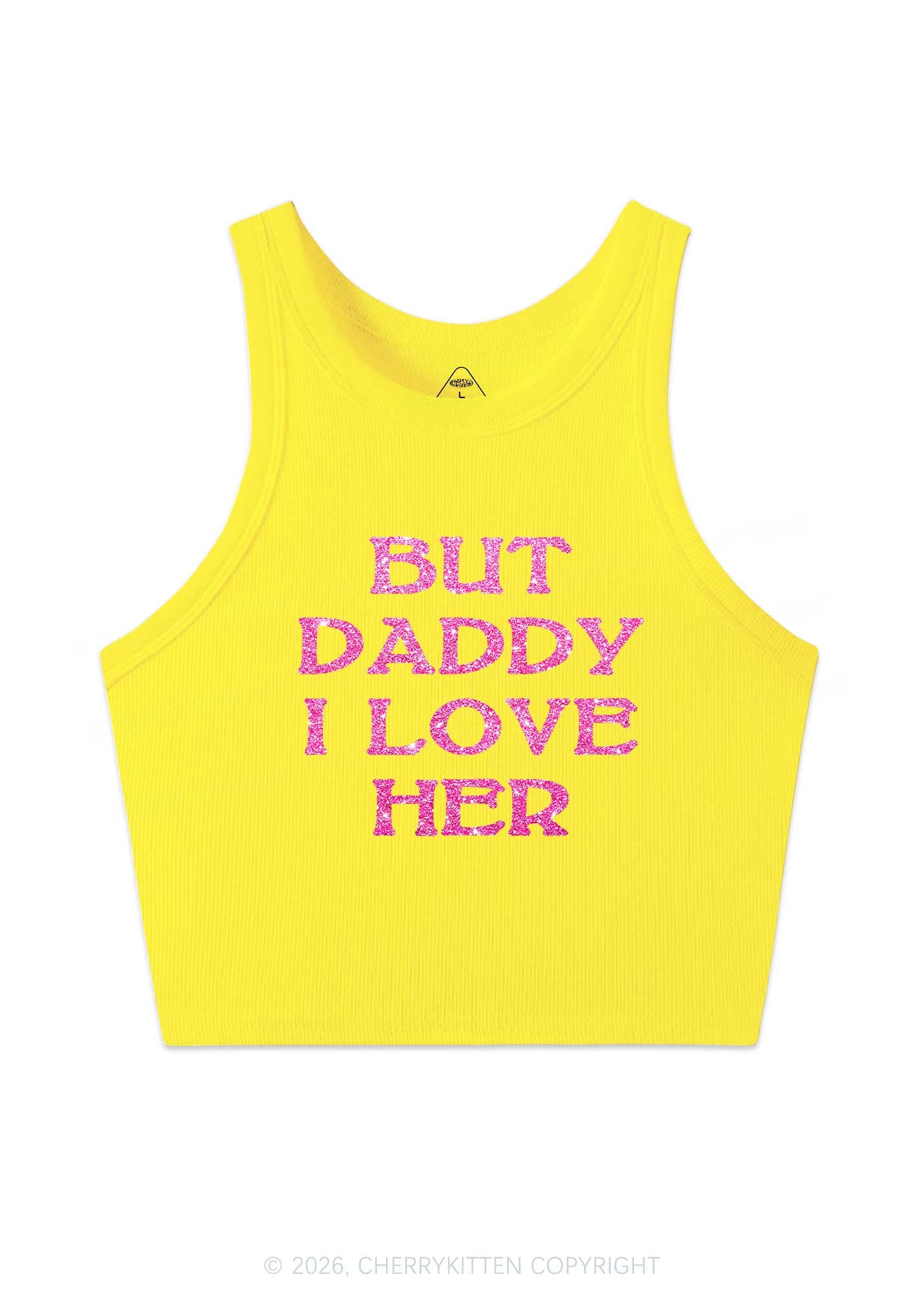 Glitter But Daddy I Love Her Pride Y2K Crop Tank Top Cherrykitten