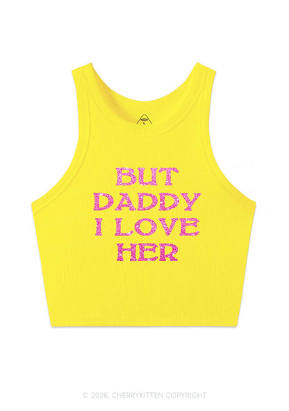 Glitter But Daddy I Love Her Pride Y2K Crop Tank Top Cherrykitten