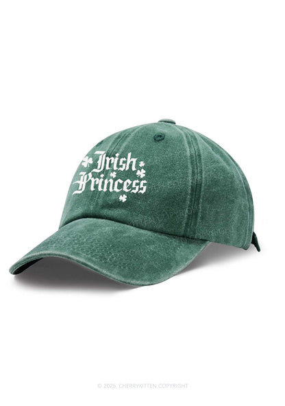 Embroidered Irish Princess St Patricks Y2K Washed Baseball Cap Cherrykitten