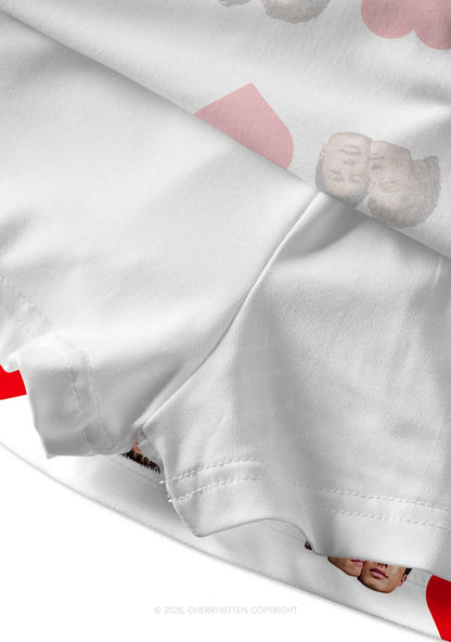 White Red Heart Gay Couple HR Y2K Print Mini Skirt Cherrykitten
