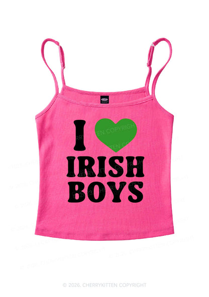 I Love Irish Boys St Patricks Y2K Spaghetti Strap Cami Cherrykitten