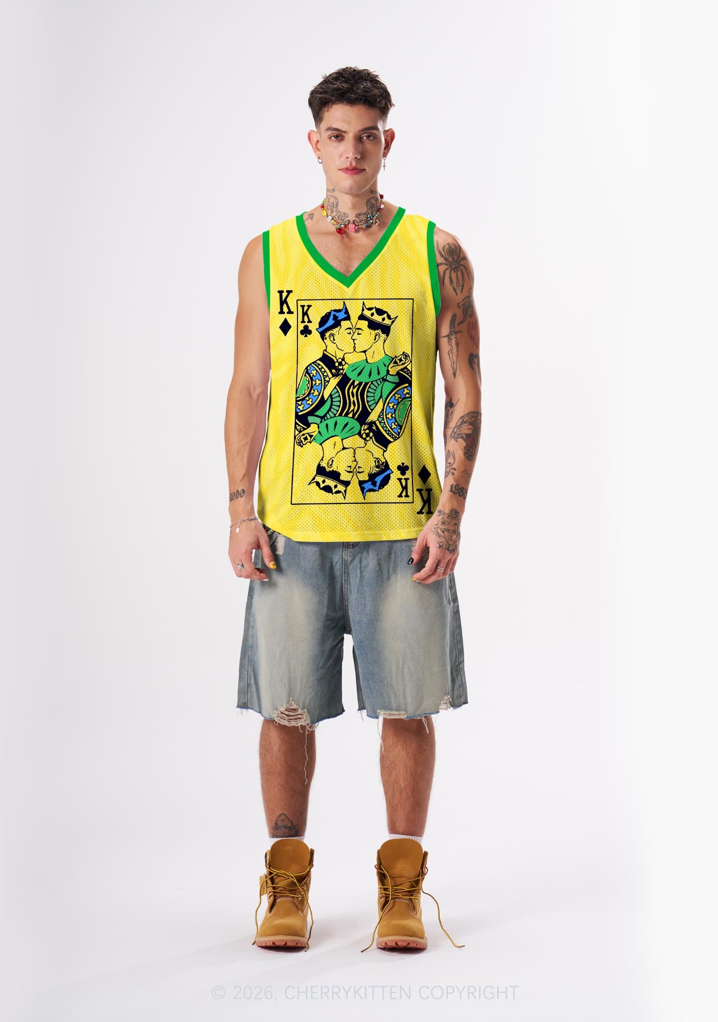 Yellow Gay King Pride Y2K Sport Jersey Tank Cherrykitten