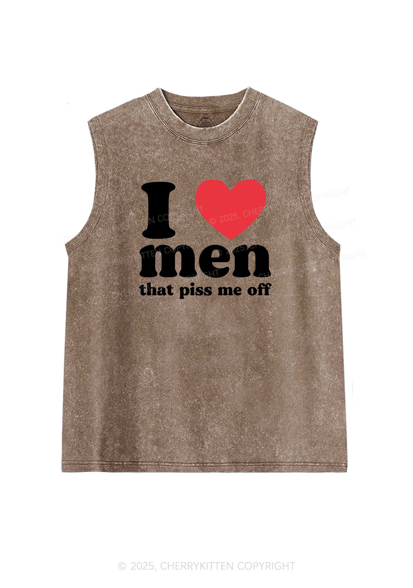 I Love Men Piss Me Off Y2K Washed Muscle Tank Cherrykitten