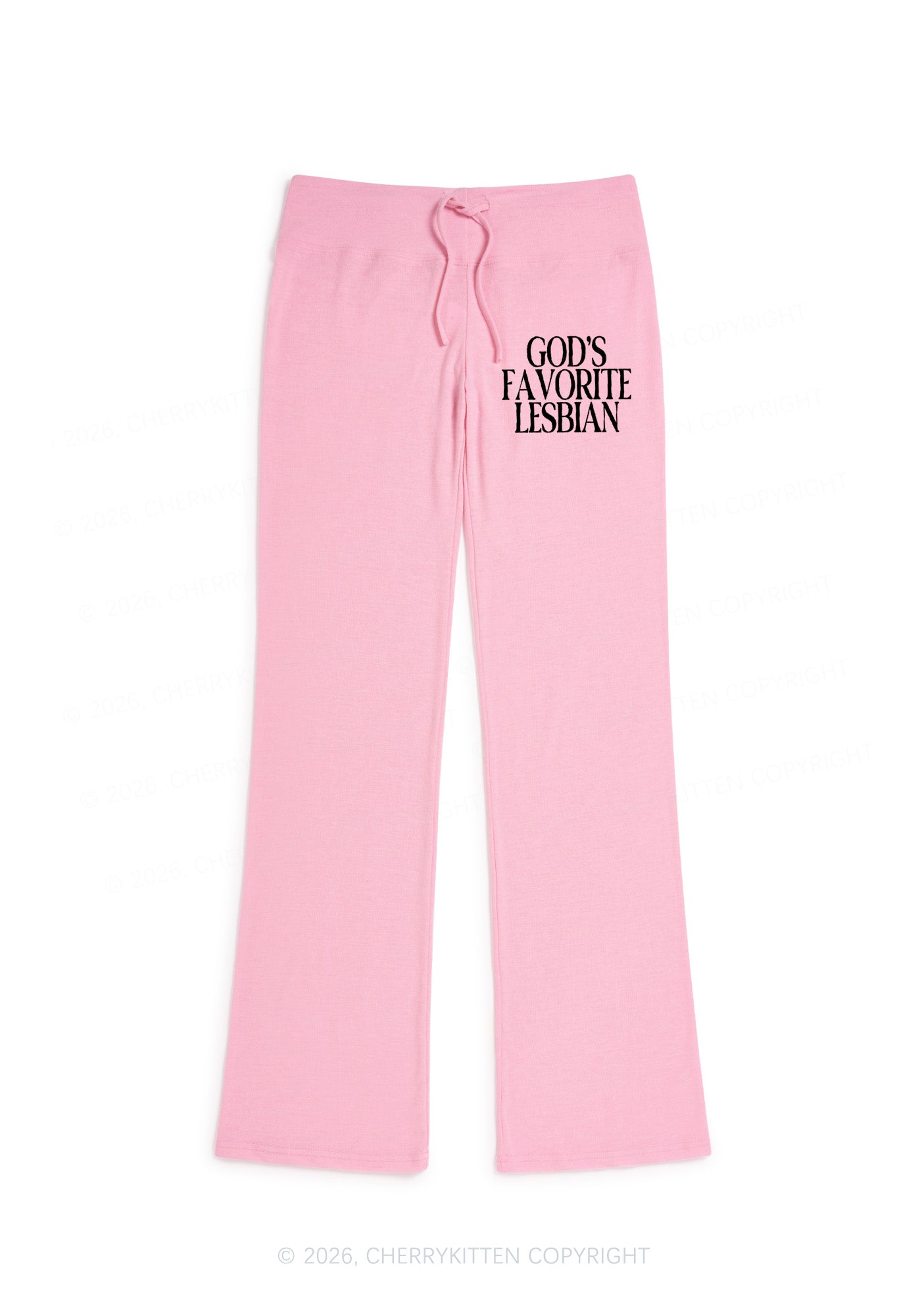 Gods Favorite Lesbian Pride Y2K Low Rise Drawstring Flare Pants Cherrykitten