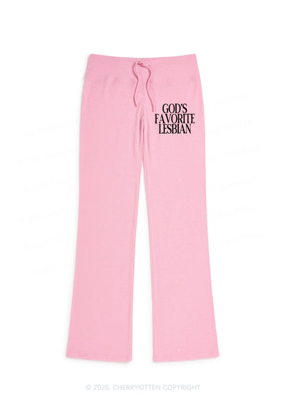 Gods Favorite Lesbian Pride Y2K Low Rise Drawstring Flare Pants Cherrykitten