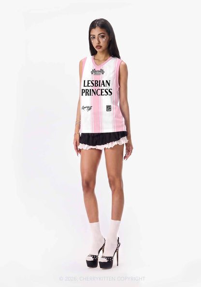 Pale Pink Lesbian Princess Pride Y2K Sport Jersey Tank Cherrykitten
