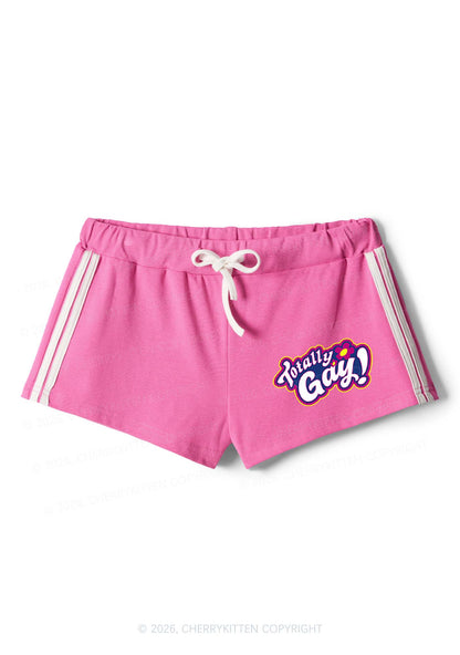 Totally Gay Pride Y2K Drawstring Mini Shorts Cherrykitten