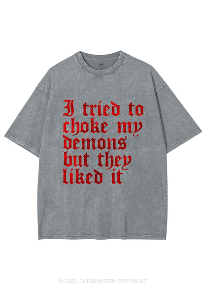 Halloween Choke Demons They Liked Y2K Shirts Washed Tee Cherrykitten