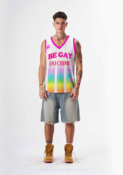 Be Gay Do Crime Rainbow Pride Y2K Sport Jersey Tank Cherrykitten