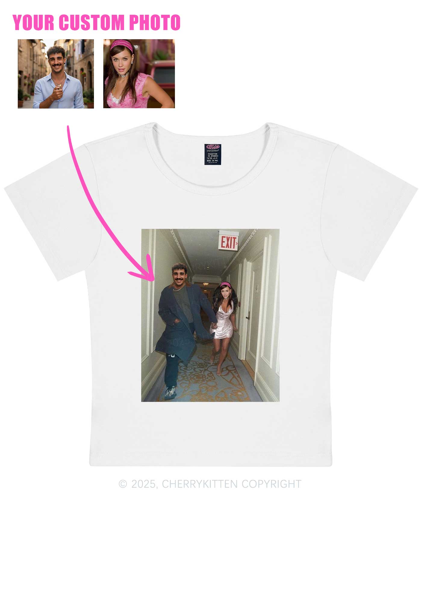 Custom Famous Hallway Photo Y2K Baby Tee Cherrykitten