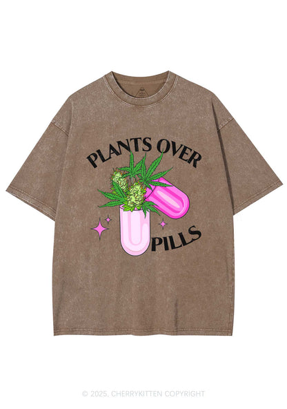 Plants Over Pills Y2K Shirts Washed Tee Cherrykitten