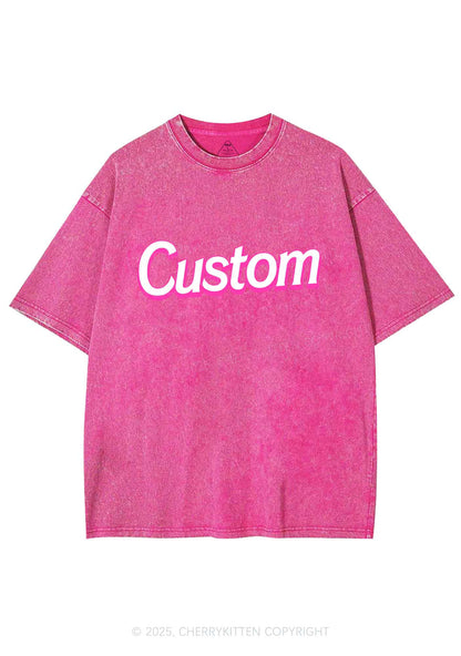 Custom Font Y2K Shirts Washed Tee Cherrykitten