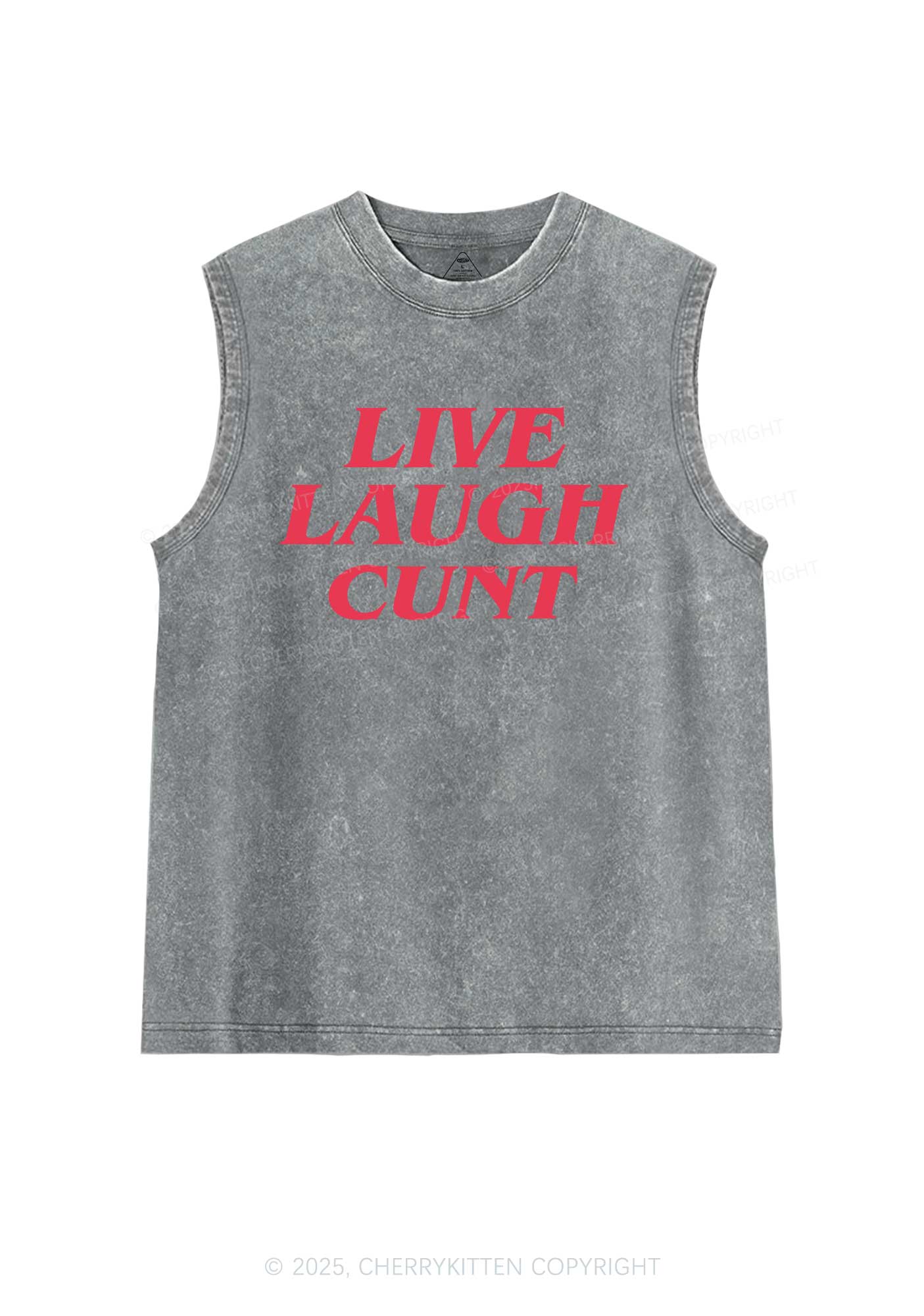 Live Laugh Cxxt Y2K Washed Tank Cherrykitten