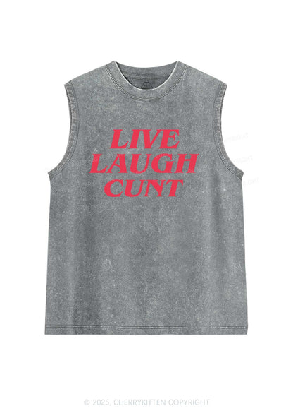 Live Laugh Cxxt Y2K Washed Tank Cherrykitten