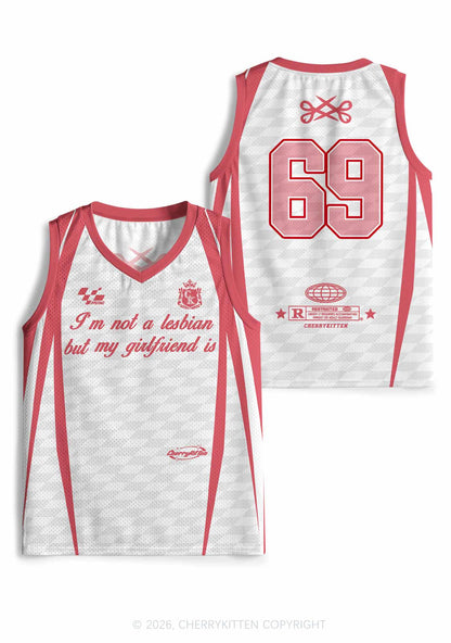 Im Not A Lesbian But My GF Is Pride Y2K Sport Jersey Tank Cherrykitten