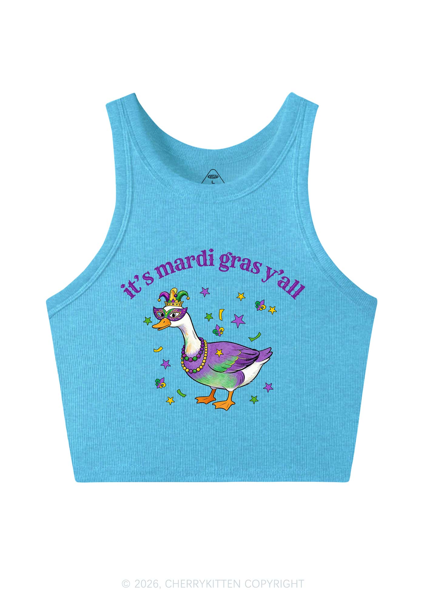 Its Mardi Gras Yall Y2K Crop Tank Top Cherrykitten