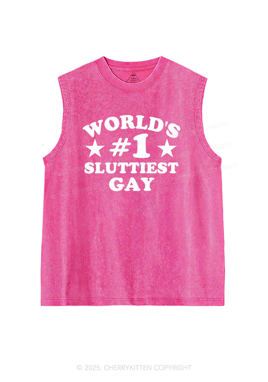 Worlds First Slxttiest Gay Pride Y2K Washed Muscle Tank Cherrykitten