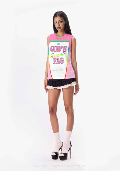 Rainbow Stripe Gods Favorite Fag Pride Y2K Sport Jersey Tank Cherrykitten