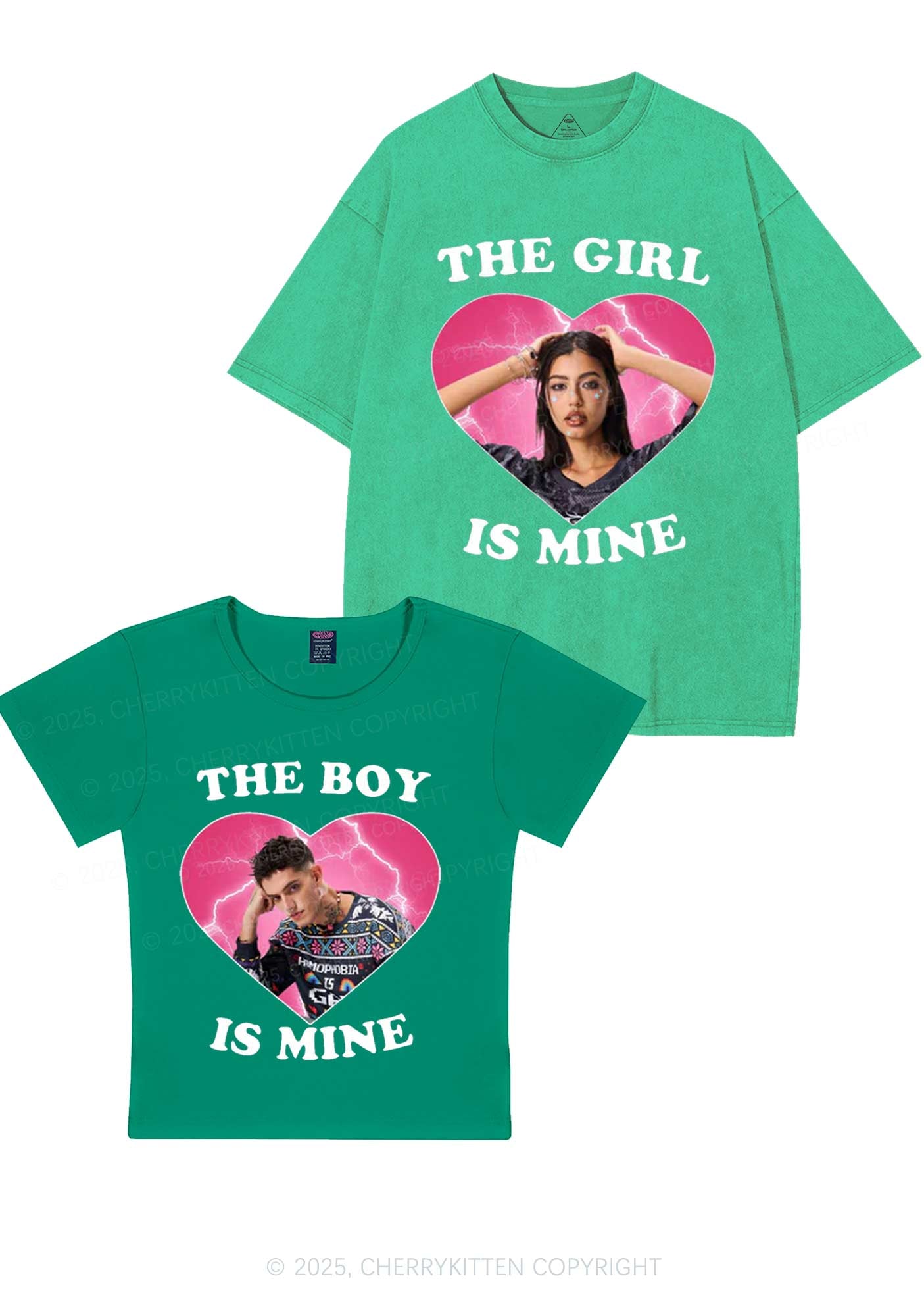 Custom Boy Girl Is Mine Y2K Valentine's Day Couple Shirt Cherrykitten