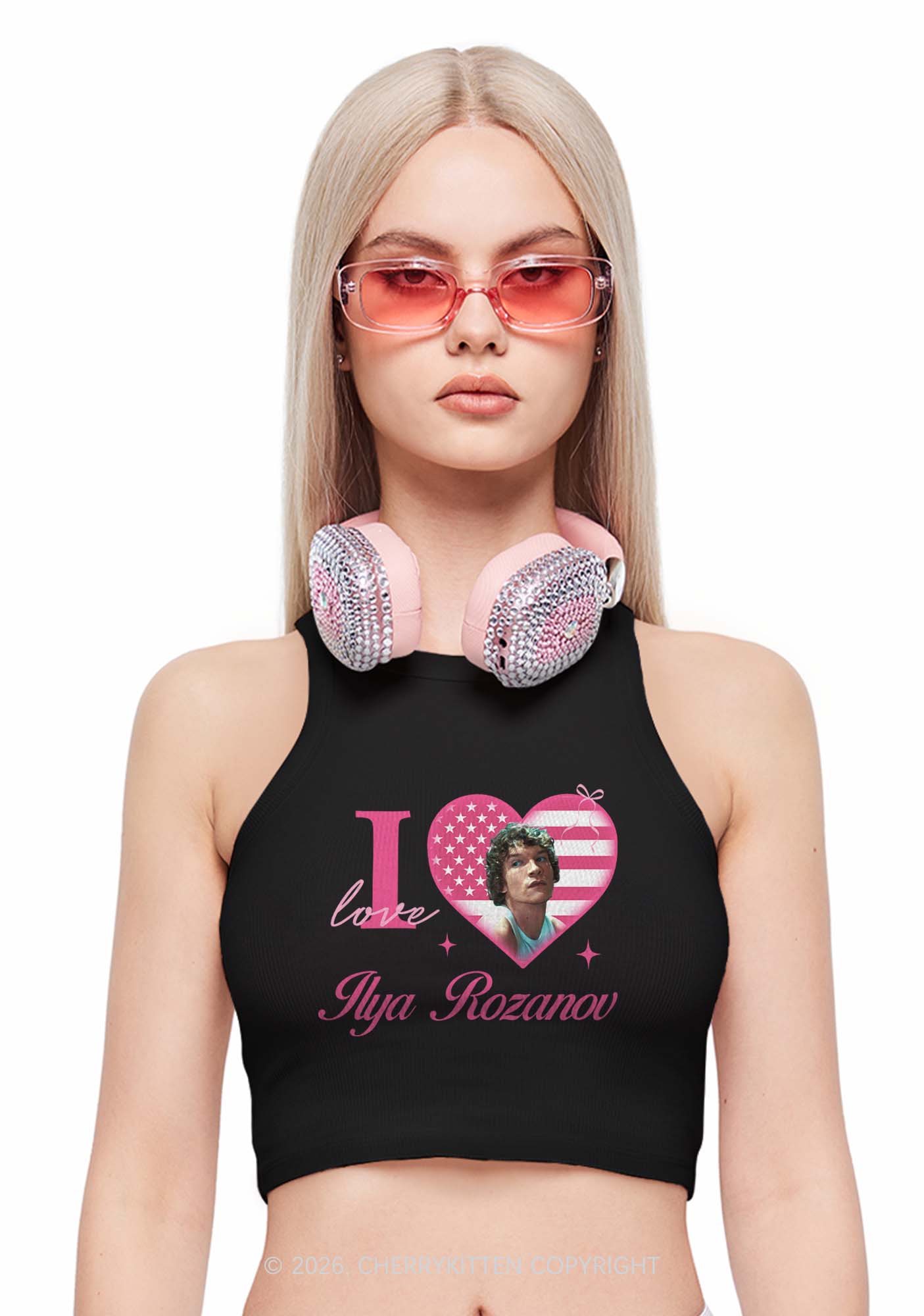 I Love IR HR Y2K Crop Tank Top Cherrykitten